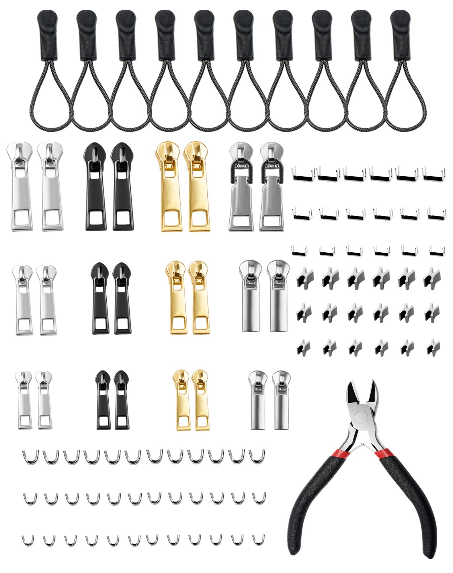 Tbintul Reißverschluss Reparatur Set – 105 Teile, Für Metall-, Nylon- & Kunststoffreißverschlüsse (#3/5/8)