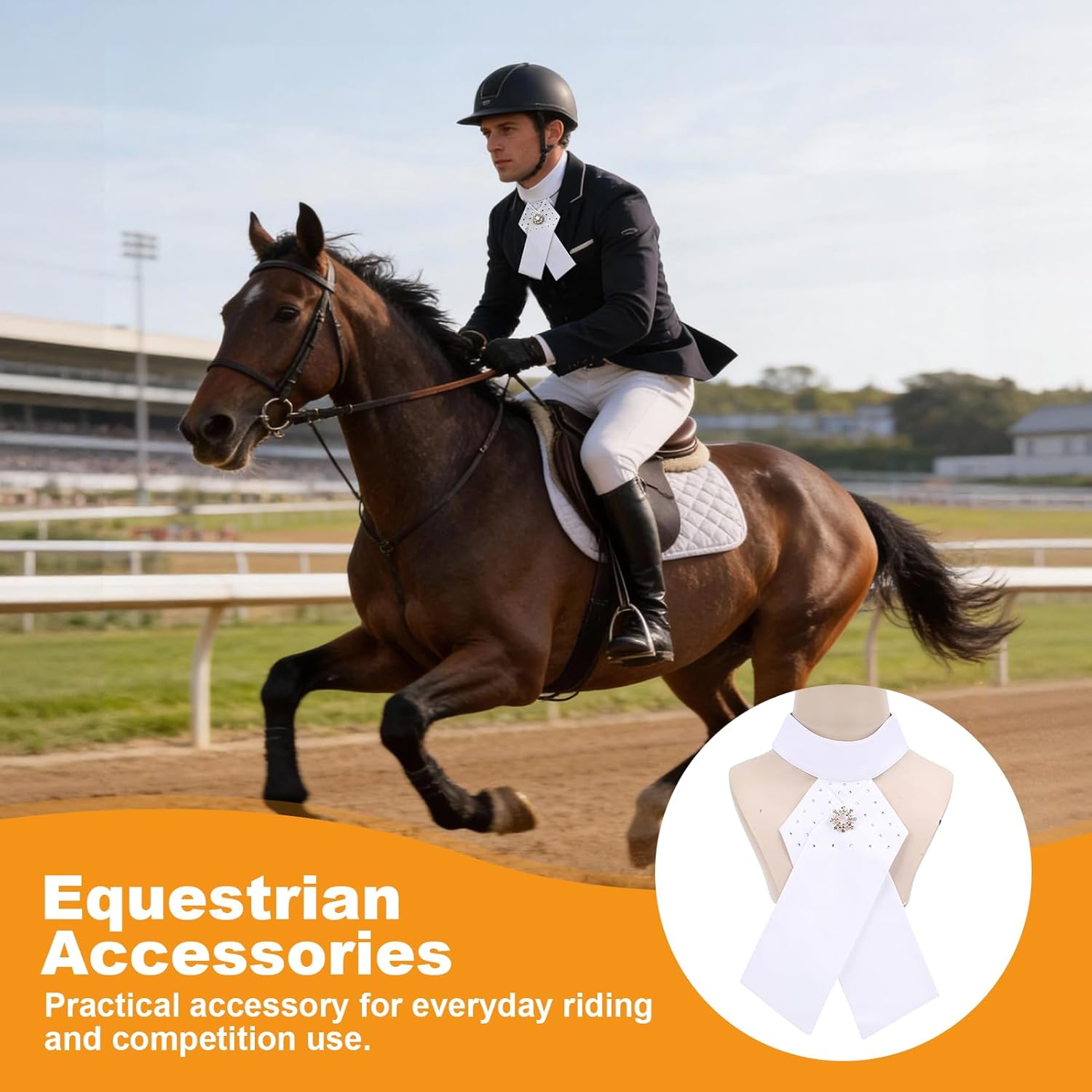 Horse Riding Stock Tie Equestrian Competition Neckwear Pre Tied Riding Stock Tie for Cotton Horse Show Tie Equestrian Show Contest