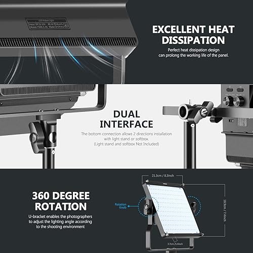 Miniatura 15 de NEEWER Luz de video LED RGB 660 PRO II mejorada con control de aplicación y kit de soporte de trípode, 2 paquetes de 50 W/1% de atenuación