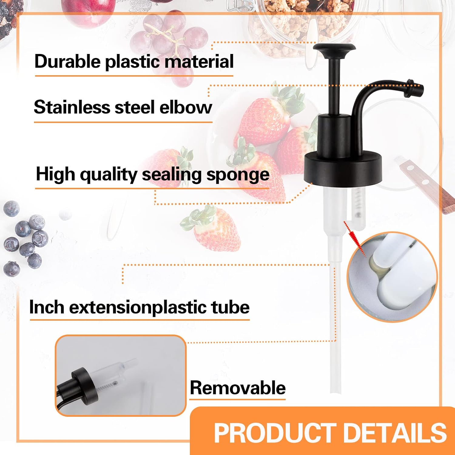 4-Piece Coffee Syrup Dispenser, Skinny Pumps with 1.3" Dia, Fits Multiple Bottles (Black & Silver)