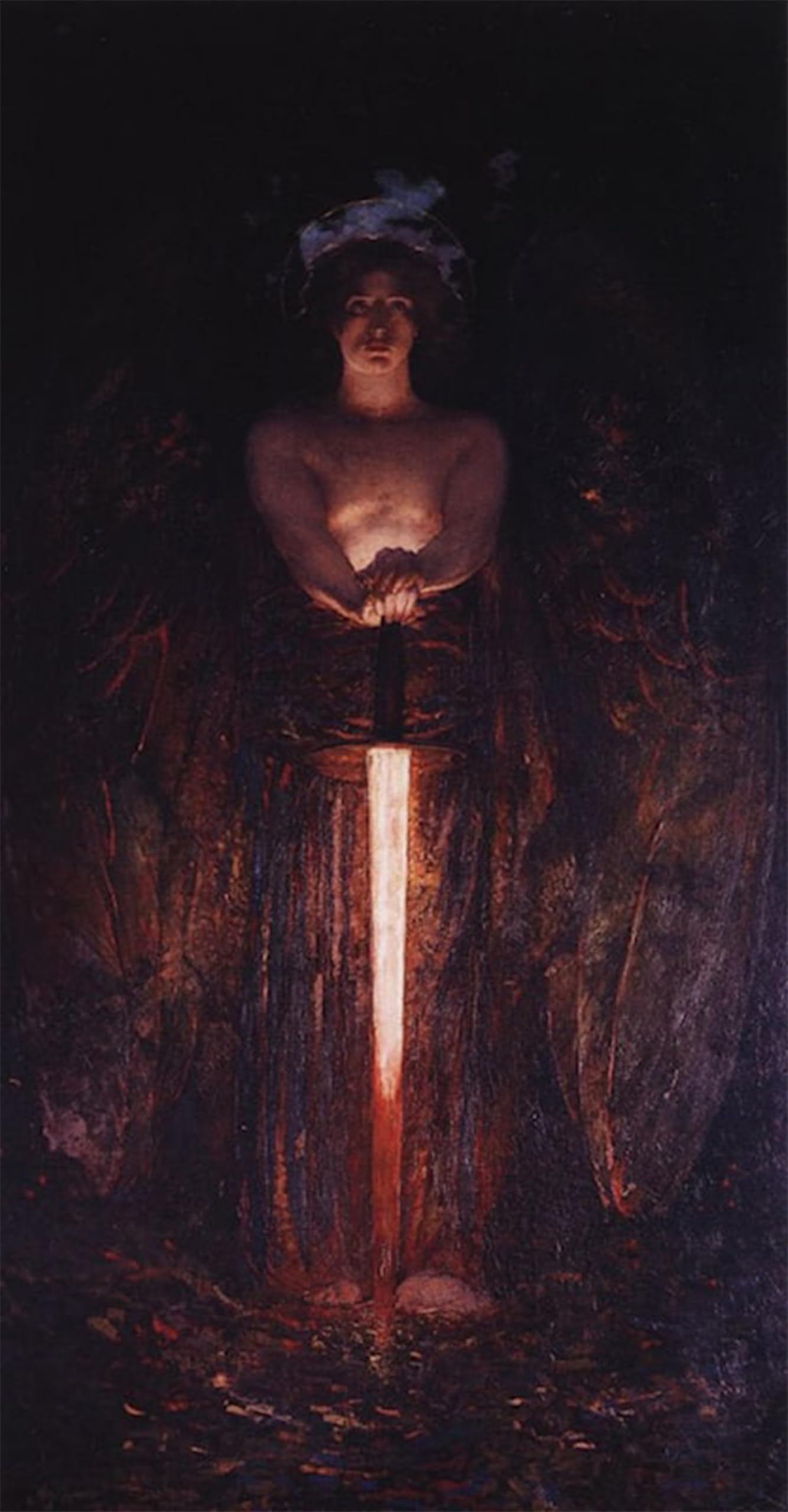 ARTXLXXBN Famous Painting Art Wall Decor Abstract Art Picture The Angel with the Flaming Sword Edwin Howland Blashfield Animal Pictures for Home Decor 60x90cm