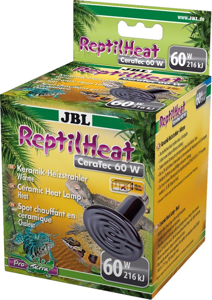 JBL ReptilHeat 60W Ceramic Heat Lamp for Terrariums - 60W, Multi-Color, 1 Pack