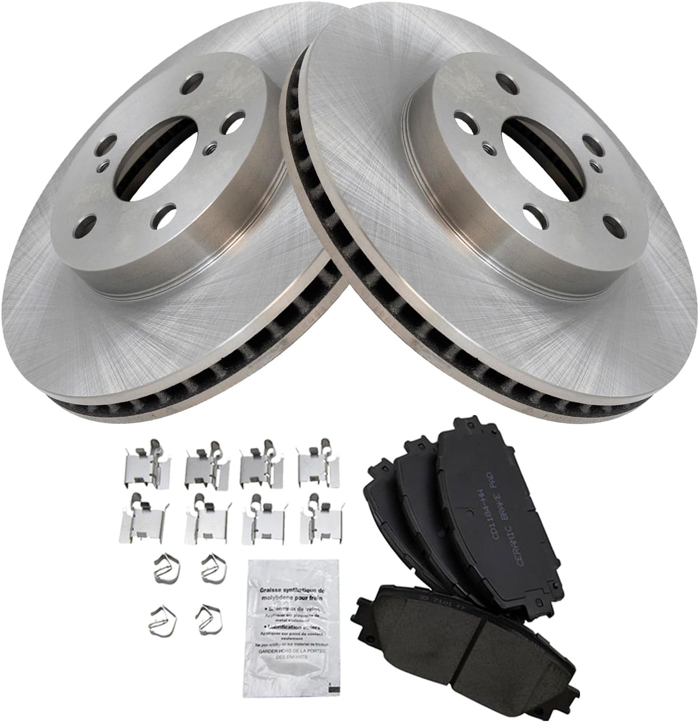 TRQ Front Brake Pad & Rotor Kit for Lexus CT200h / Prius