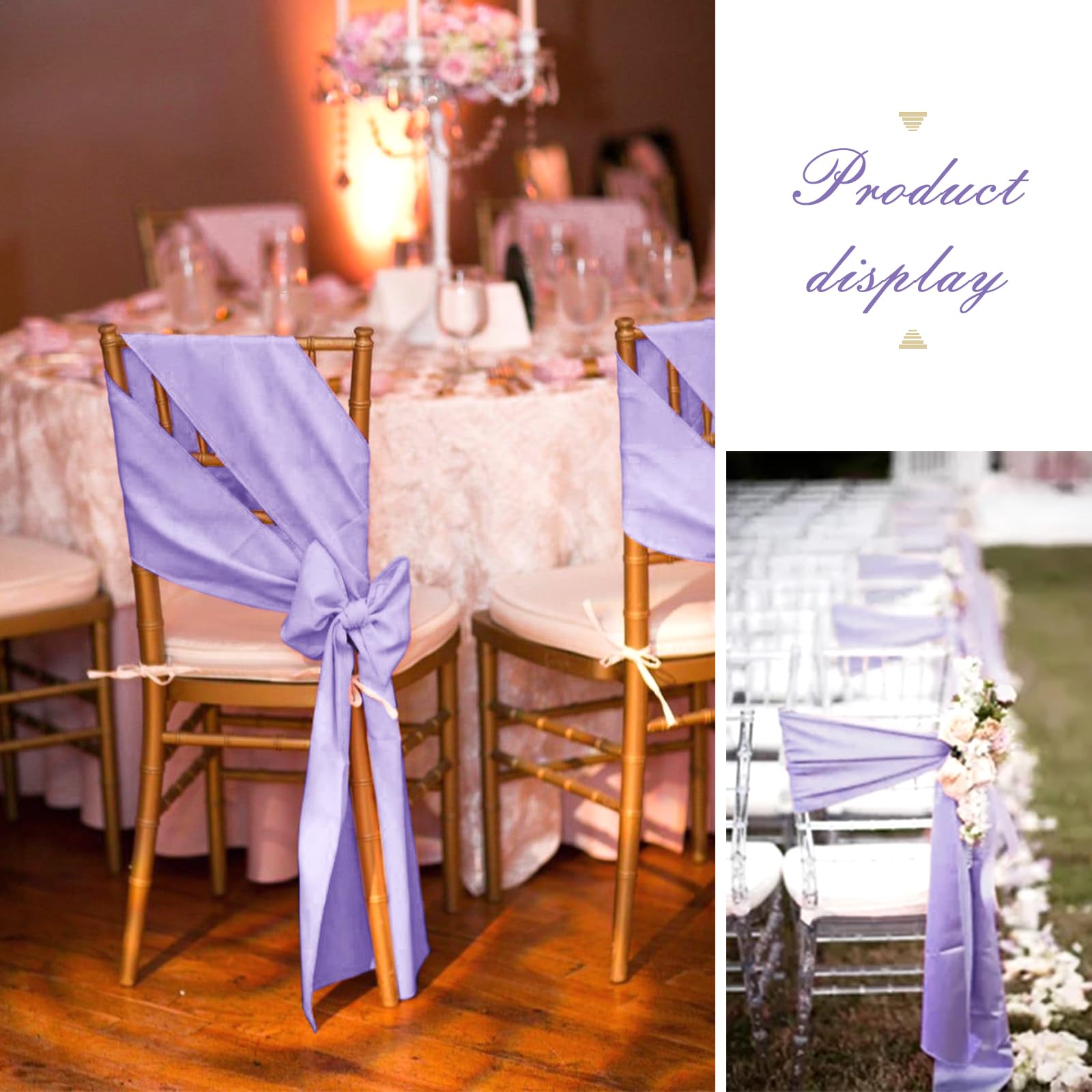 60 fasce in raso per sedie, color lavanda, decorative, per matrimoni, ricevimenti, feste, hotel, casa, cucina (lavanda)