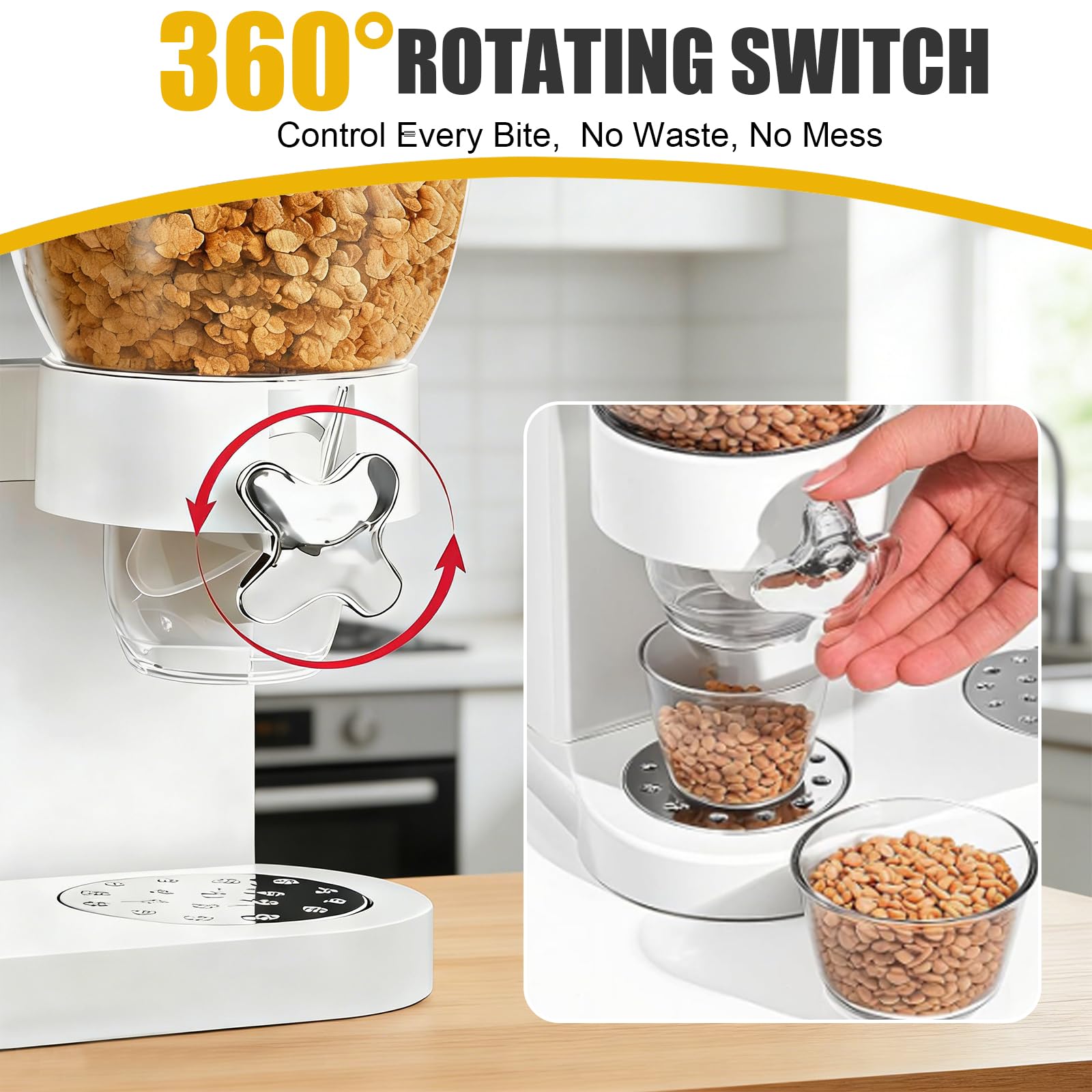 Cereal Dispenser 2L, Dreifacher Müsli Verteiler für die Arbeitsplatte, Müslispender 3er Set Luftdichte Behälter für Müsli, Reis, Körner, Süßigkeiten, Kaffebohnen