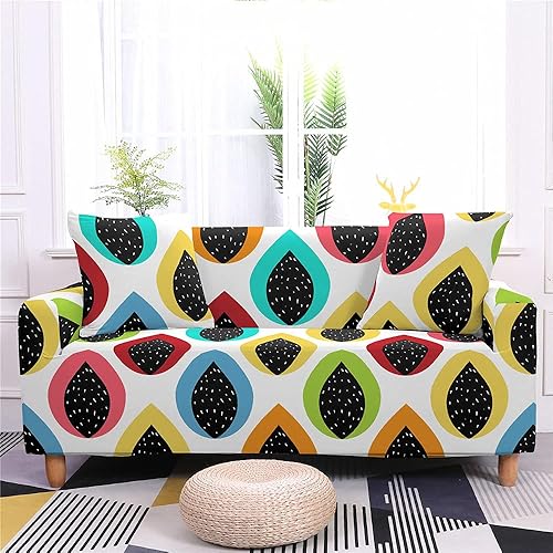 ASOZDCD - Fundas de sofá de alta elasticidad de 1, 2, 3, 4 plazas, diseño impreso en 3D, diseño de hojas y esquinas elásticas y universales para