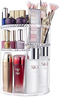 Sponsored Ad - 360 Rotating Makeup Organizer, chfine Adjustable Large Capacity Detachable Spinning Cosmetics Organizer wit...