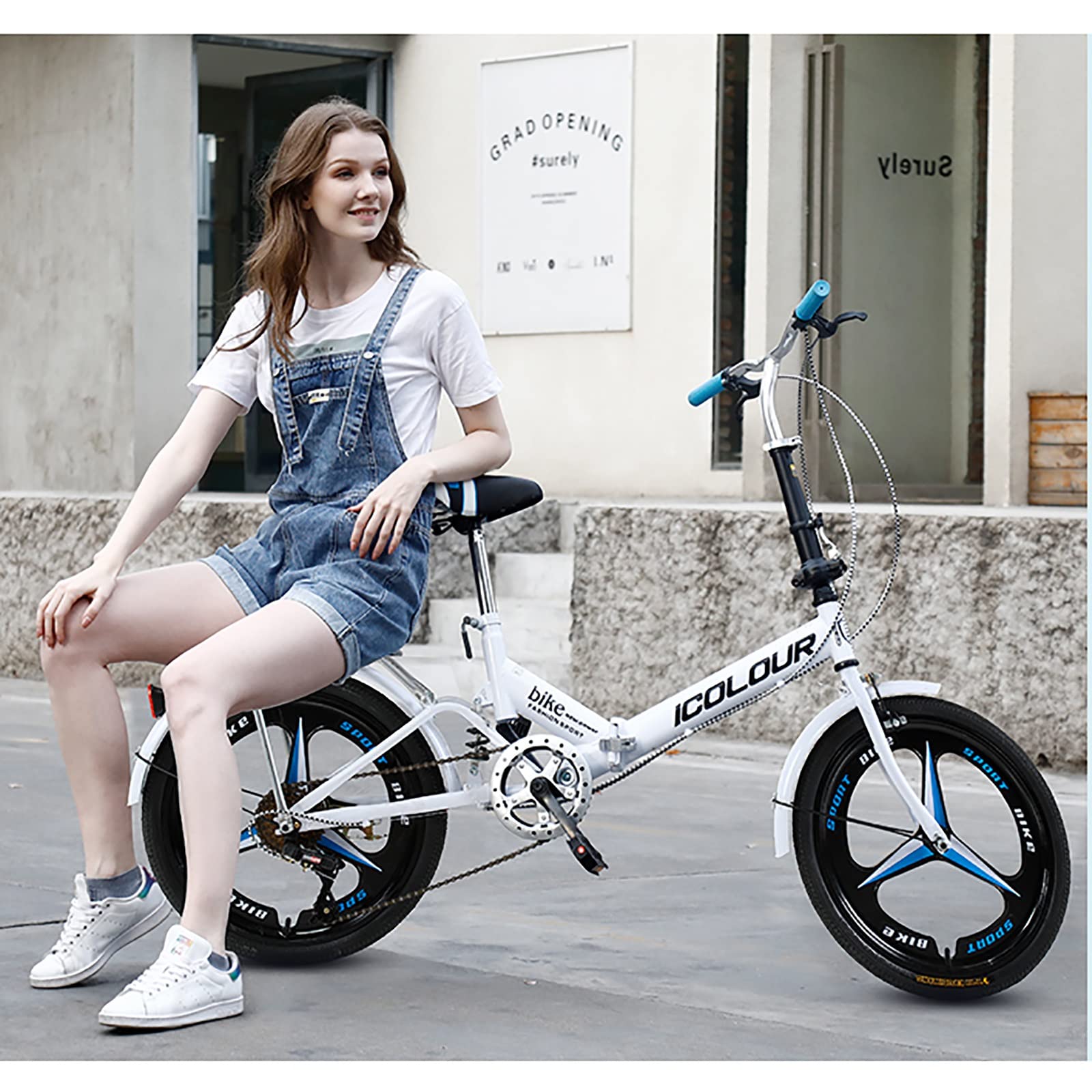 美品折りたたみ自転車 20インチ カゴ/7段変速/泥除け付き JIEBEIER 自転車 折りたたみ自転車 20インチ 7段変速ギア リア