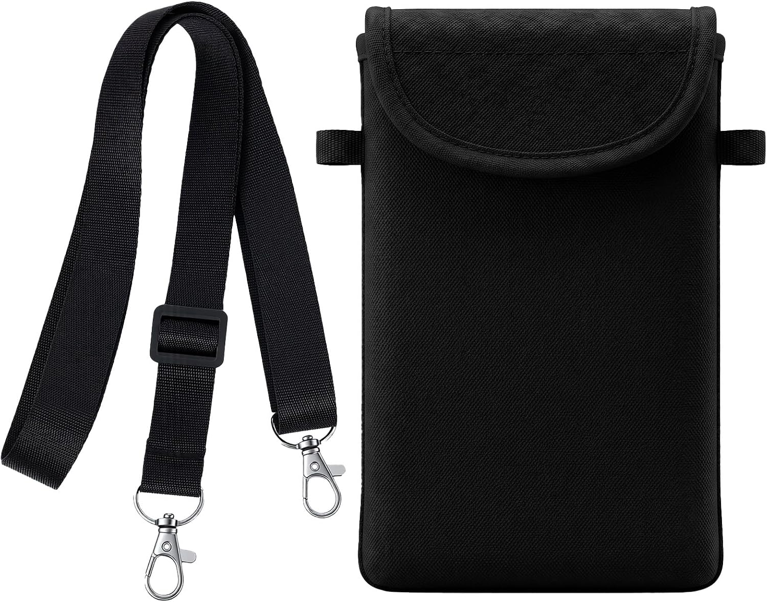 Cell Phone Pouch with Strap, Phone Pouch Lanyard with Adjustable Neck Strap, Durable Neoprene & Metal Construction for Secure Carrying (Black)