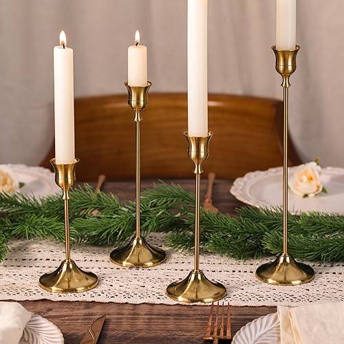 Miniatura 6 de Portavelas cónico para candelabros, 4 portavelas para candelabros, portavelas dorados para centro de mesa, boda, fiesta