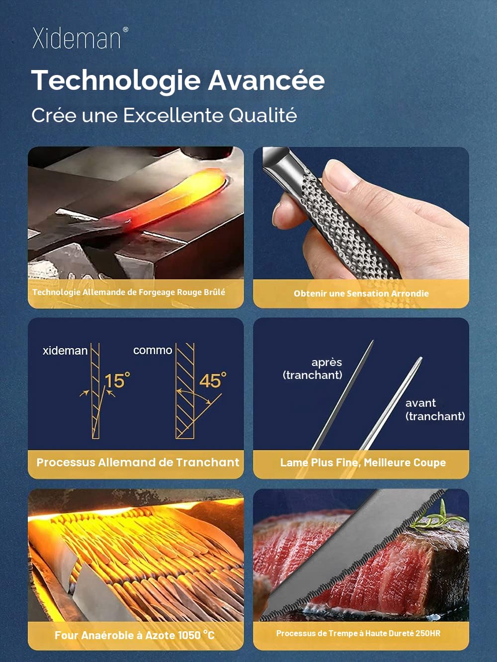 couverts de table 24 pieces martelées noirs avec couteau dentelé 2 en 1 ultra tranchant, menagere inox 18/10 6 personnes, couvert plaqu titane noires couteaux, fourchettes, cuillères