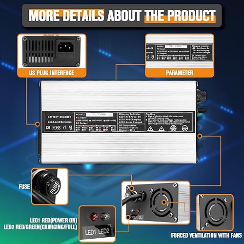 Miniatura 2 de Cargador de carrito de golf de 36 voltios compatible con carrito de golf EZ-GO TXT Medallist, cargador de batería de 36 V