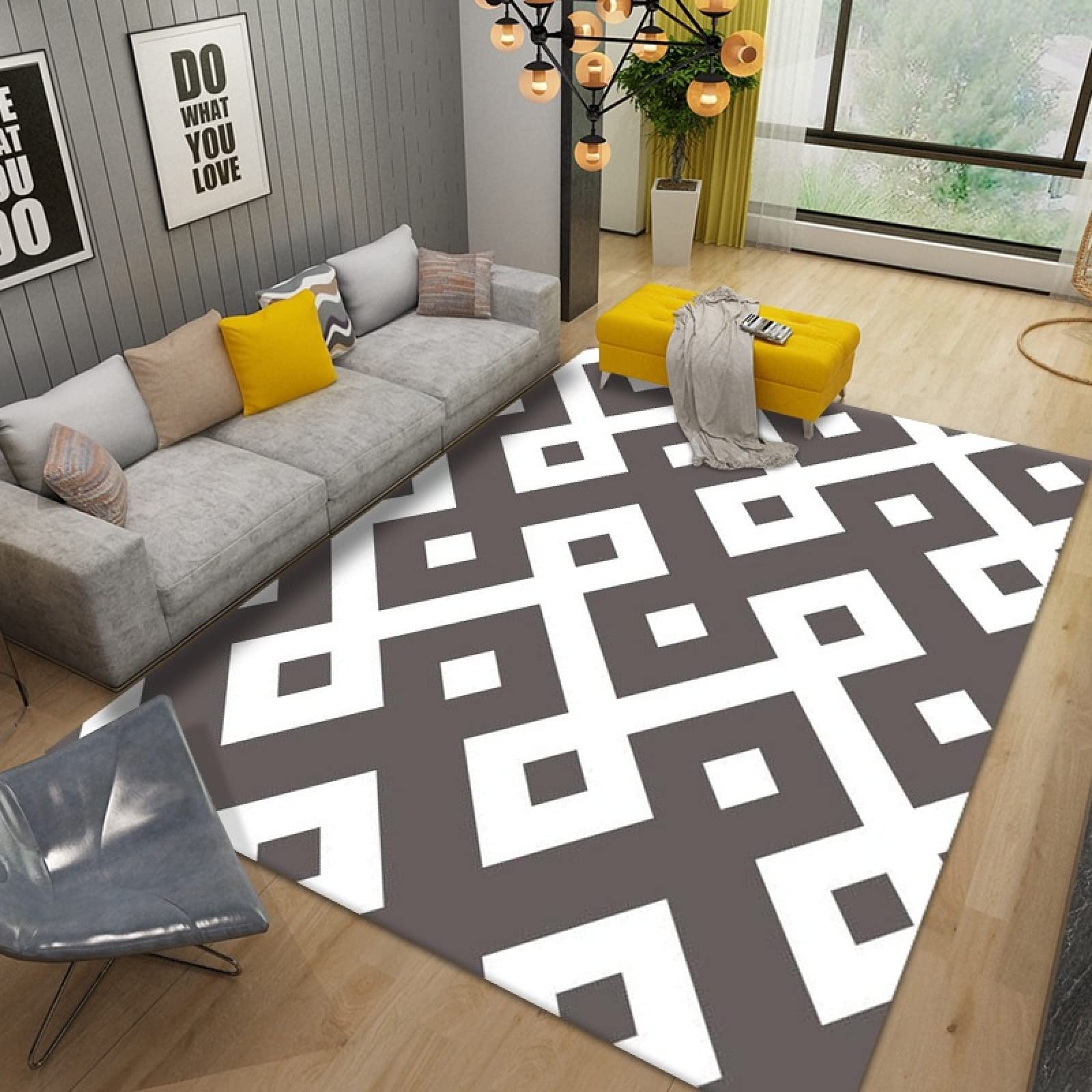 Tapis de salon 300x400cm blanc lavable en machine pour chambre et bureau