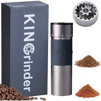 KINGrinder K6 Manual Coffee Mill with External Adjustment, 200-Level Grind Adjustment, Uniform Conical Metal Blades, Maximum 