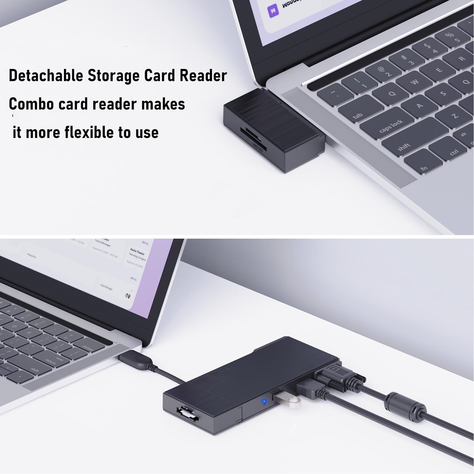 USB C HUB 9 en 1 Estación de Acoplamiento de Pantalla Dual, Adaptador de Múltiples Portátiles con Puerto RJ45 VGA, Interfaz Multimedia 4K HD, Ethernet, 2 X USB3.0, para, OS X