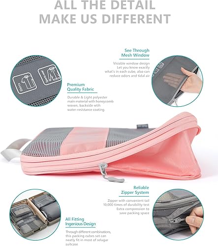 Miniatura 5 de Travelkin - Juego de 3 cubos de embalaje de compresión para maleta, organizador de viaje
