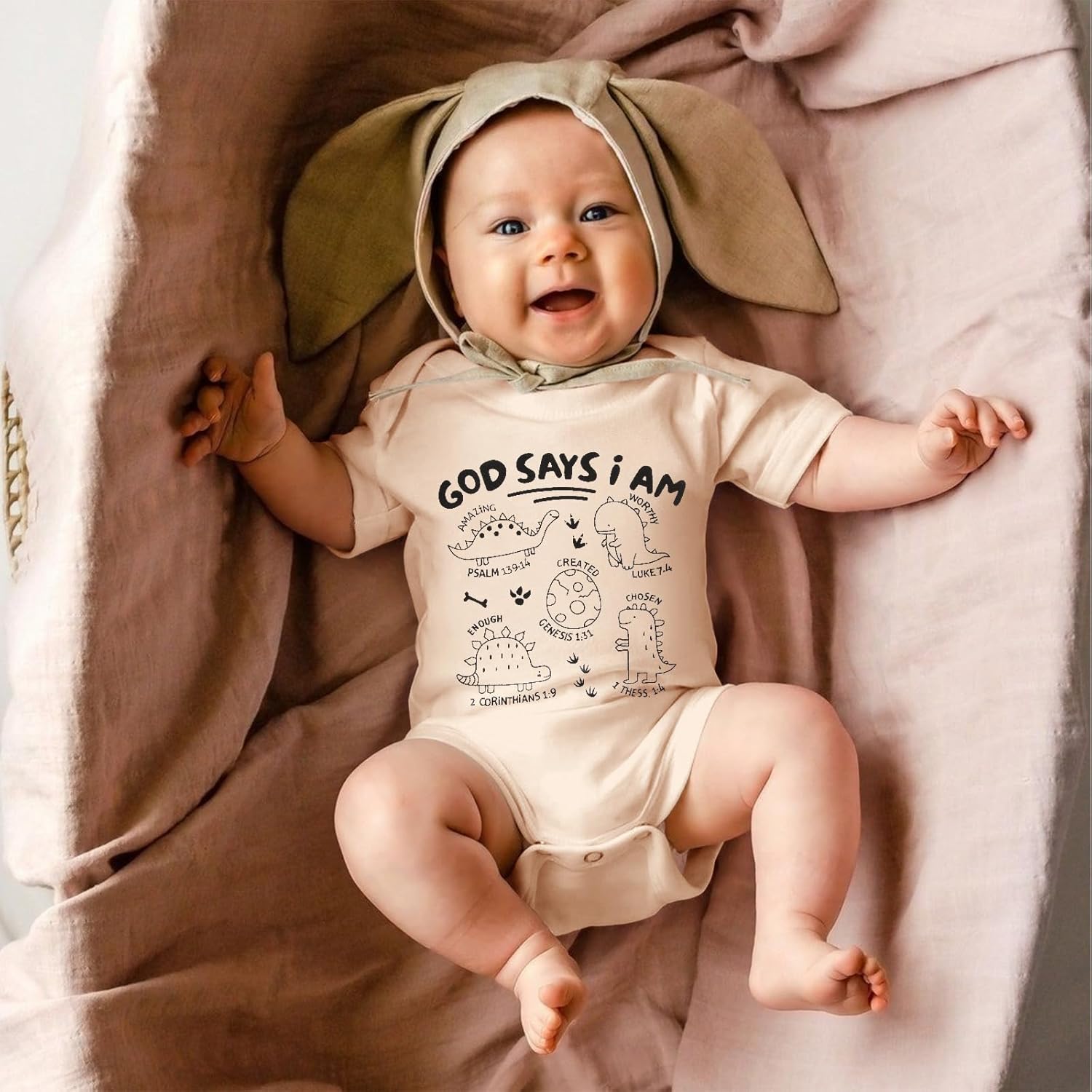 BOUTIKOME Dinosaur Romper Newborn Infant Baby Boys Girls Onesie T Shirts Short Sleeve Tops Inspirational Clothes 0-12 Months