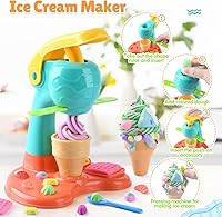 Vista 4 de PLAY Clay Dough Set with Ice Cream Maker Machine/Noodle Maker/Banana Split Ice Cream Mold Kitchen Creations Arts Crafts Play Food Toys Tools Kit for