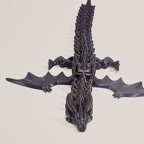 Miniatura 2 de Flexi-Mech War Dragon 3D Printed Onyx Black Imperial Reptile Articulated Bling Toy