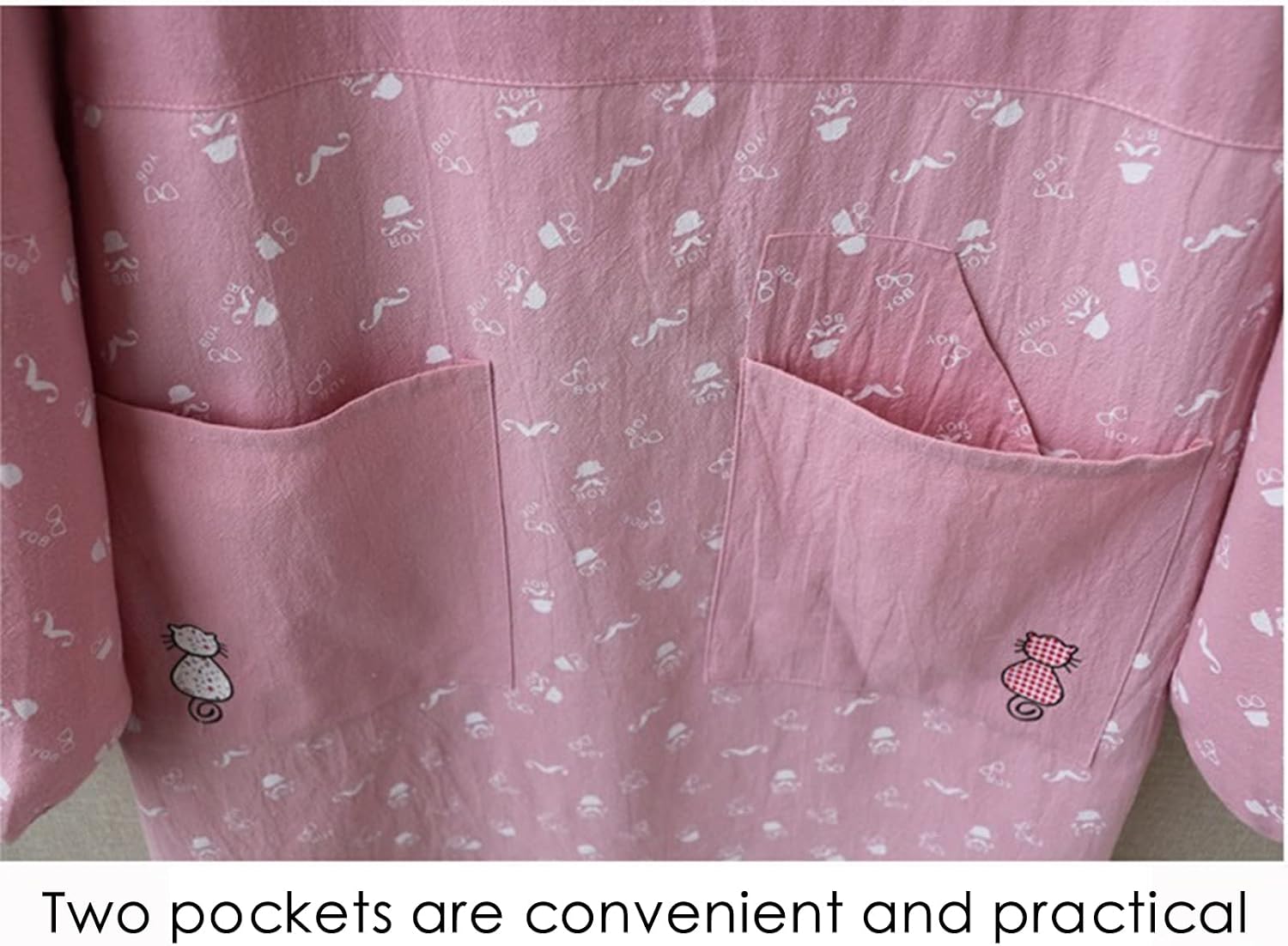 FYYSJW Aprons for Women with Pockets, Cotton And Linen Long Sleeve Aprons,Chef Cooking Cute Work Apron for Teens Adult Smock