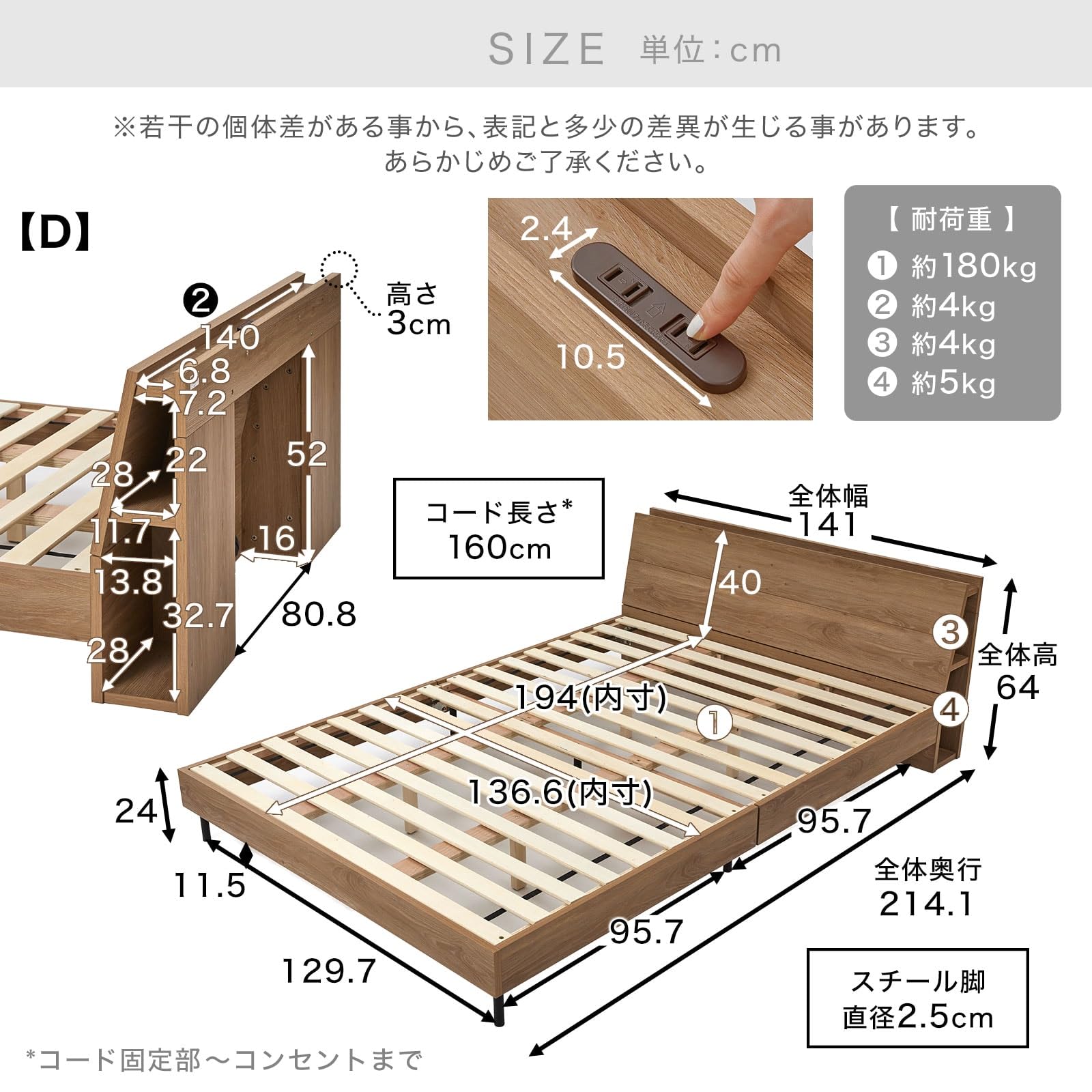Amazon｜LOWYA ロウヤ ベッド 収納付き ダブル ベッドフレーム