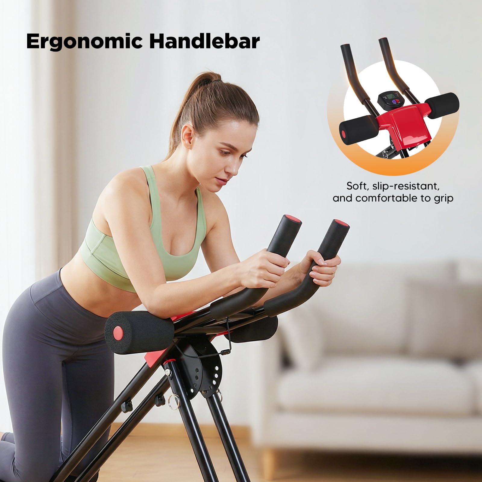 Macchina Addominale Pieghevole con 5 Livelli di Resistenza, Display LCD, Allenamento Corpo Completo Addominali Gambe Braccia, Pieghevole 47", Portata 120 kg Palestra Casa