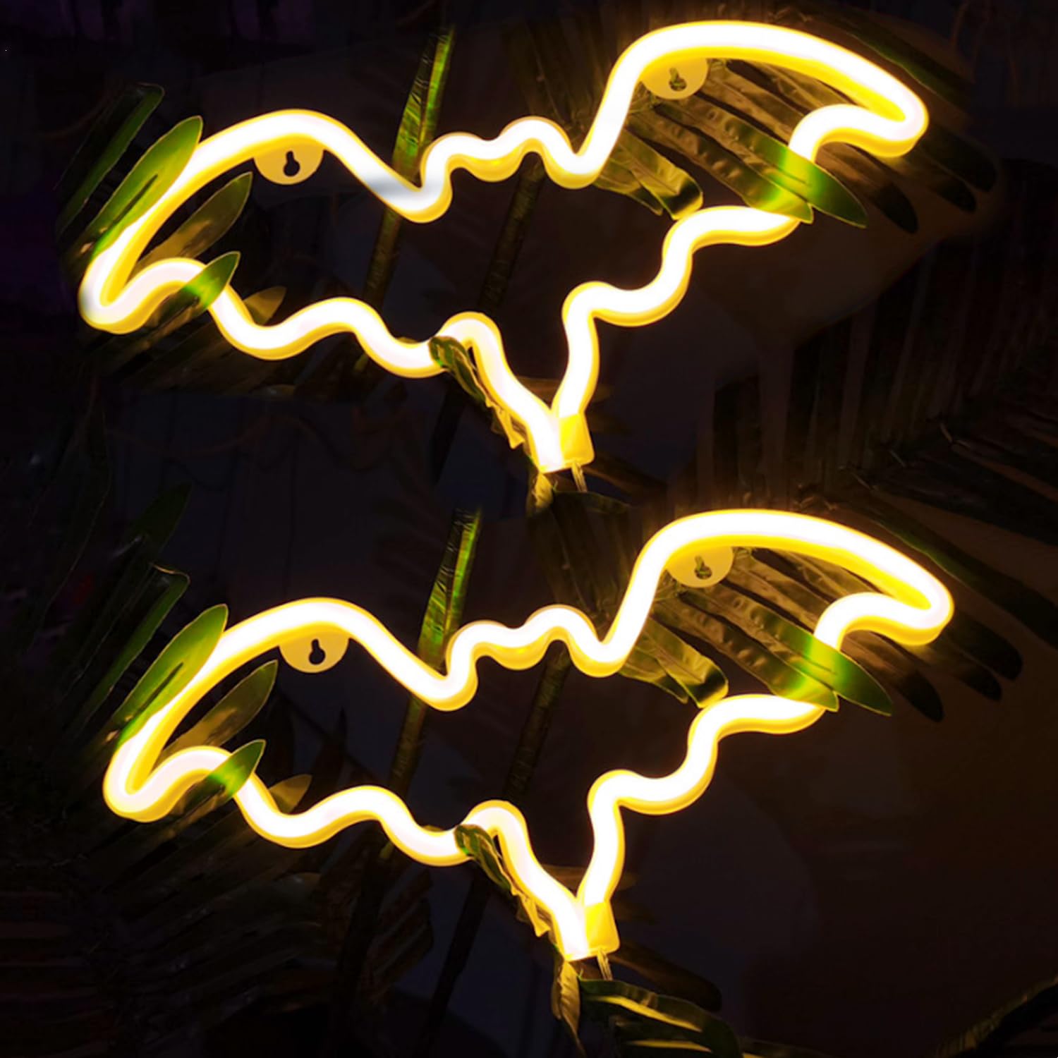 HFHungkeong Bat Neon Signs, Halloween Light for Dorm Wall Decor, LED Table Ornaments, Battery Powered or USB, 2Pack (Ice Blue/Red/Pink/Purple), 11.8 x 6.49 x 0.6 inches — image 1