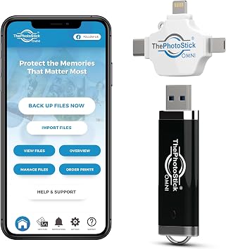 ThePhotoStick Omni 128GB (2 Pack) USB Flash Drive & Memory Stick Automatic Photo & Video Backup for iPhone, Android, Mac & PC Multiport Connection to Easily Store & Transfer Files