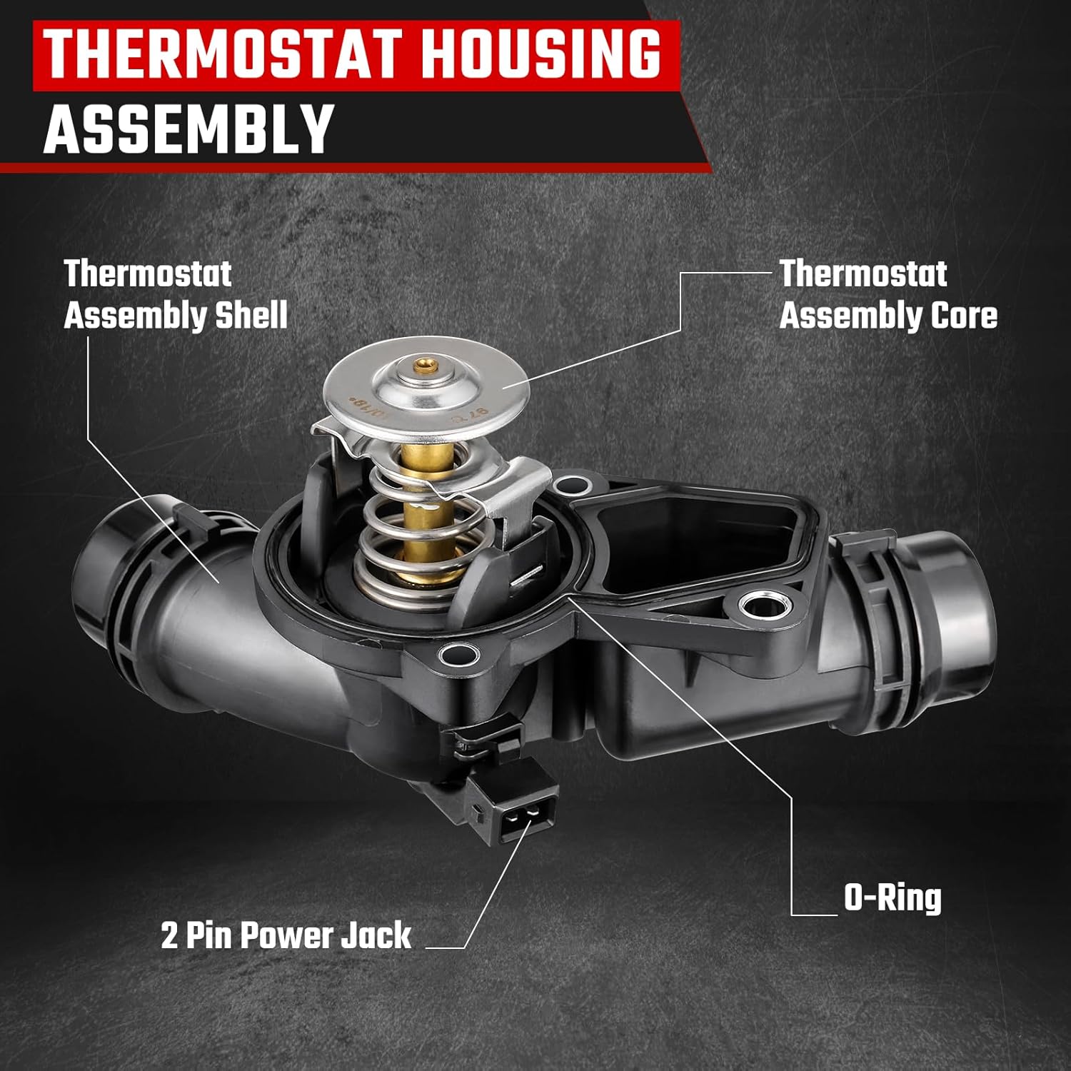 11537509227 Engine Coolant Thermostat Housing Assembly Fit for BMW 323Ci 323i 325i 325Xi 528i 530i X3 X5 Z3 Z4 1999-2006 Replace 11530139877