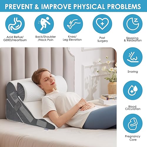 Miniatura 4 de Almohada de cuña de cama 3PCS para dormir y almohada de elevación de piernas después de la cirugía