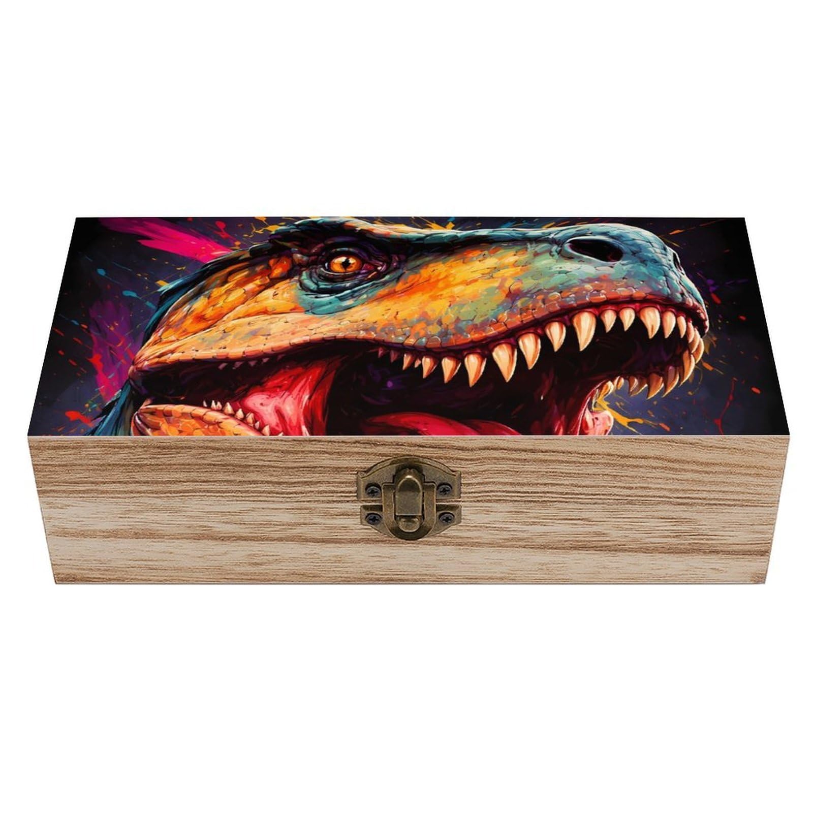 HLBSDM Blue Fire Flame Dragon Wooden Storage Box