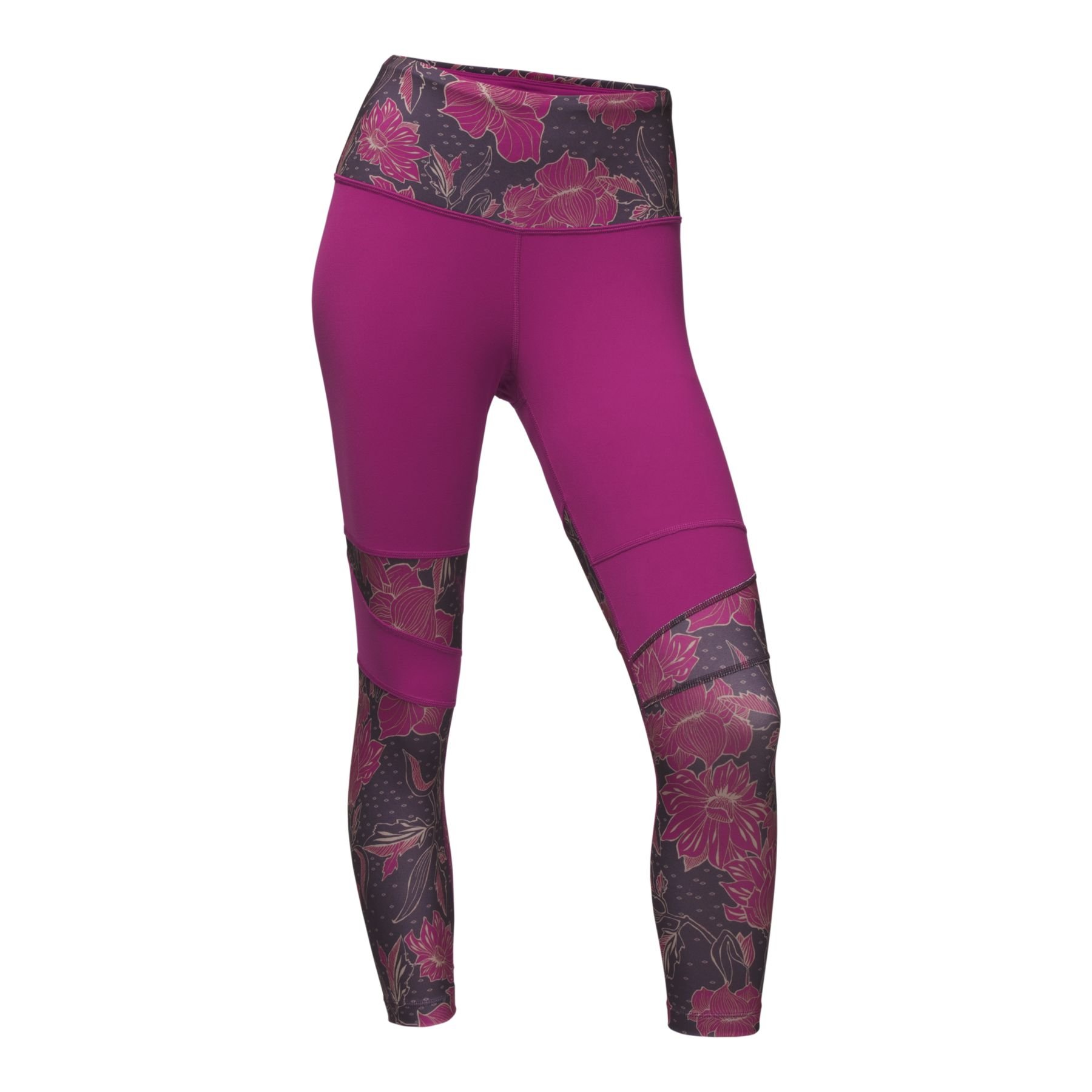 The North Face Motivation High Rise Printed Crop - Women's Wild Aster Purple/Galaxy Purple Peony Play Print Large