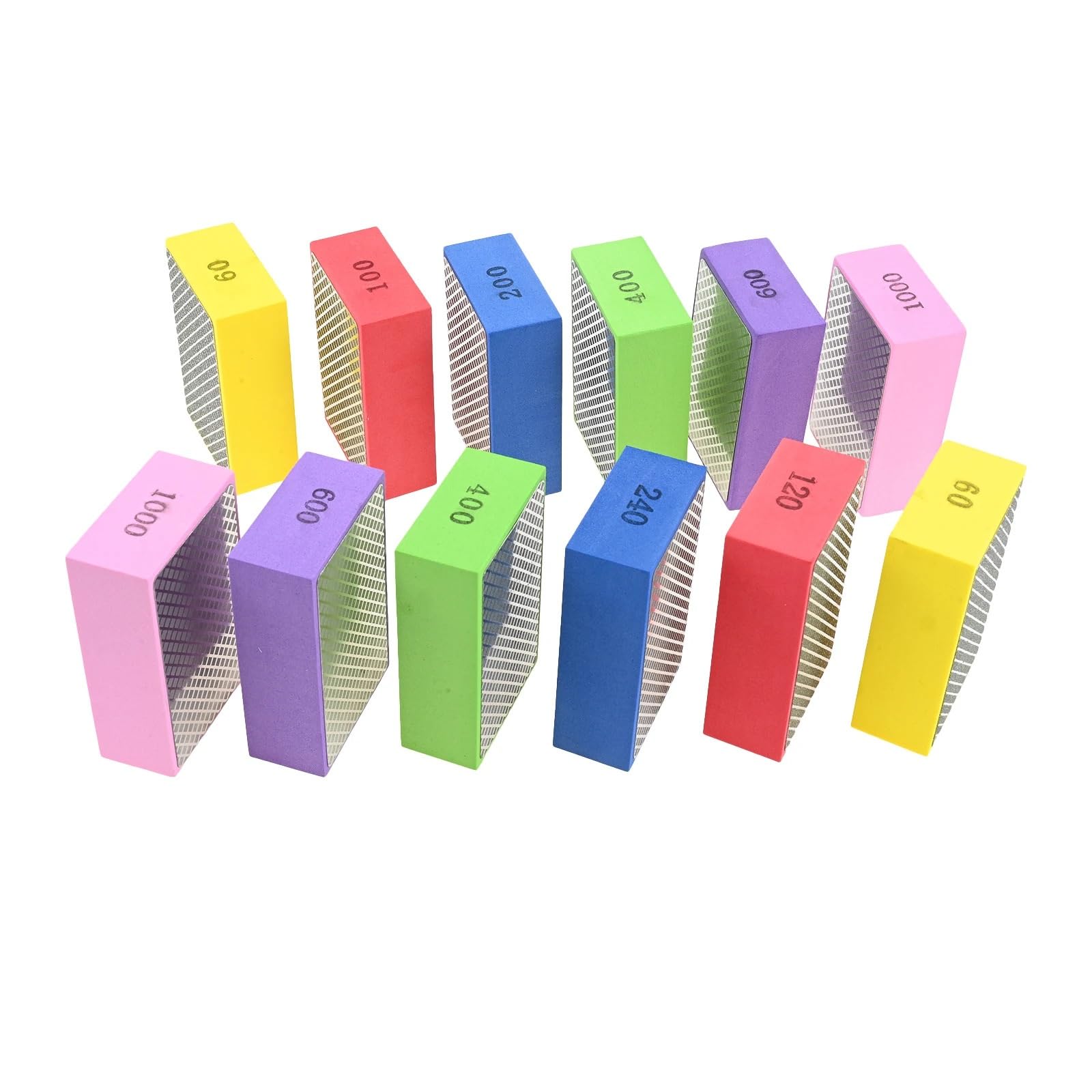 6 unids/set almohadillas de pulido a mano esponja diamante 60-1000 almohadilla bloque molienda abrasiva lijado en seco y húmedo para mármol azulejos vidrio(Model B)