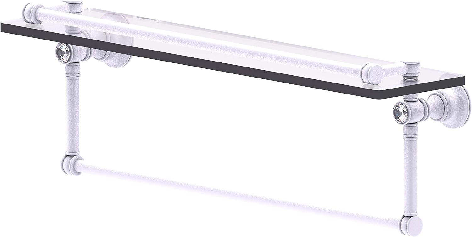 Allied Brass CC-1-16-TB-GAL Carolina Crystal Collection 16 Inch Gallery Towel Bar Glass Shelf, Matte Black