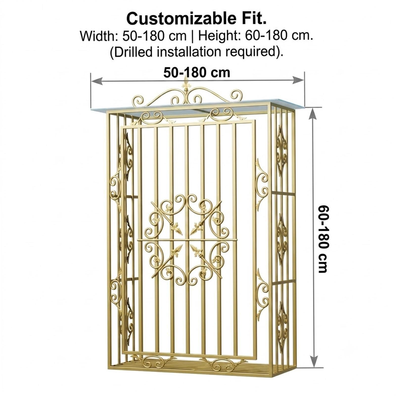 Reja para Ventana de Aluminio | Rejas Decorativas Exterior para Chalet, Ancho Personalizable 50-180cm, Protector Taladro(Blanco,100X120CM)