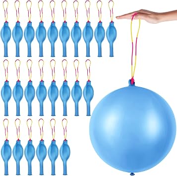 24 Pcs Blue Punch Balloons Bounce with Rubber Band Handle Punching Balloon Heavy Duty for Birthday party favors, Kids Blue