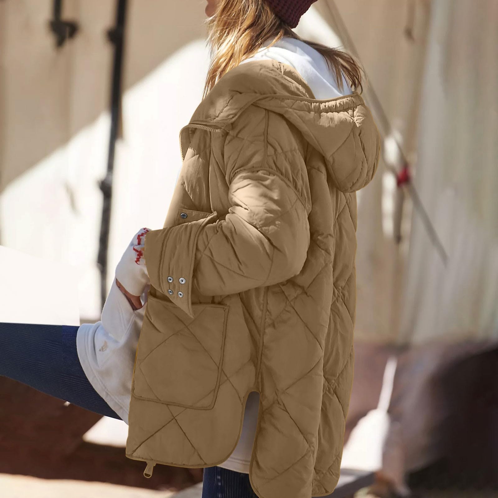 Piumini Donna Invernali, Giubbotto Donna Autunnale con Zip Mezza Stagione Trapuntato Piumino Ripiegabile Imbottito Elegante Invernale Caldo Antivento Giubbino per Quotidiano Viaggio