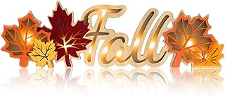 Geetery Fall Decor Thanksgiving LED Wooden Sign Rustic Tabletop Centerpi...