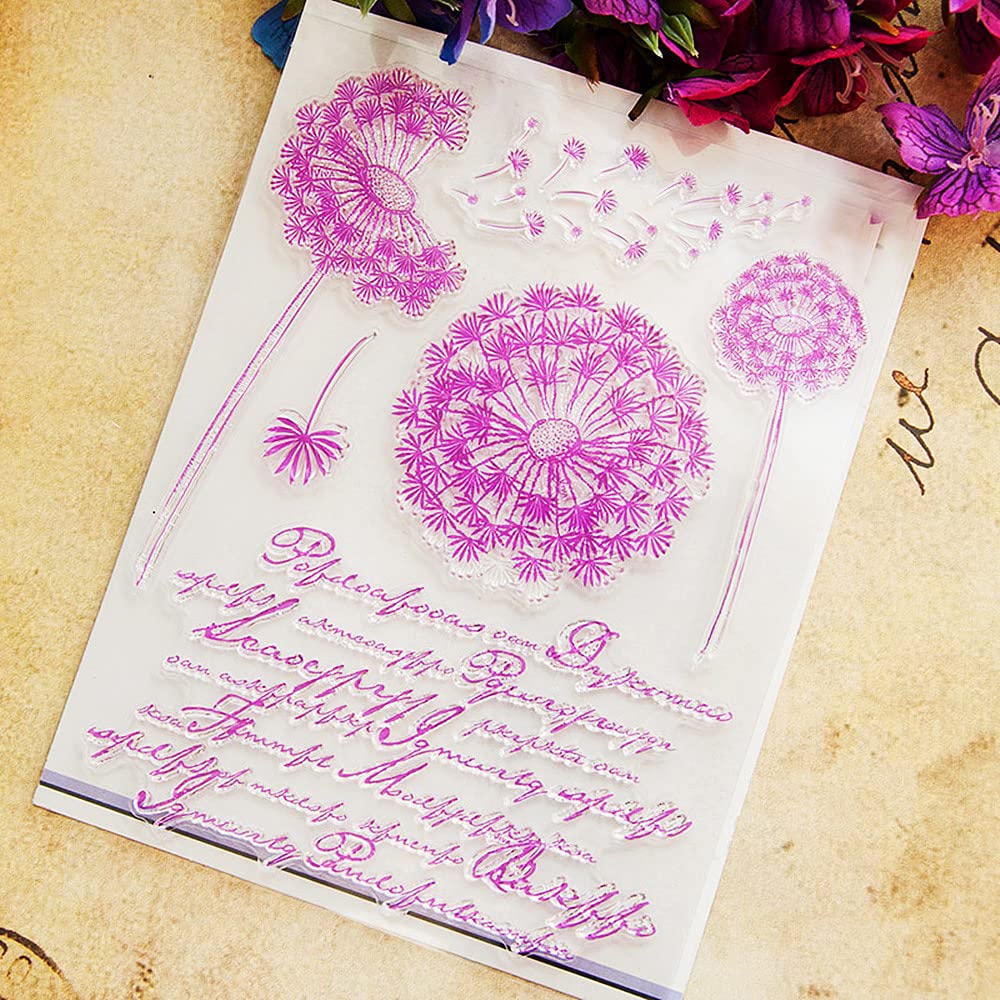 Dandelion Flower & Wishes Clear Rubber Stamps For Card Making & Scrapbooking