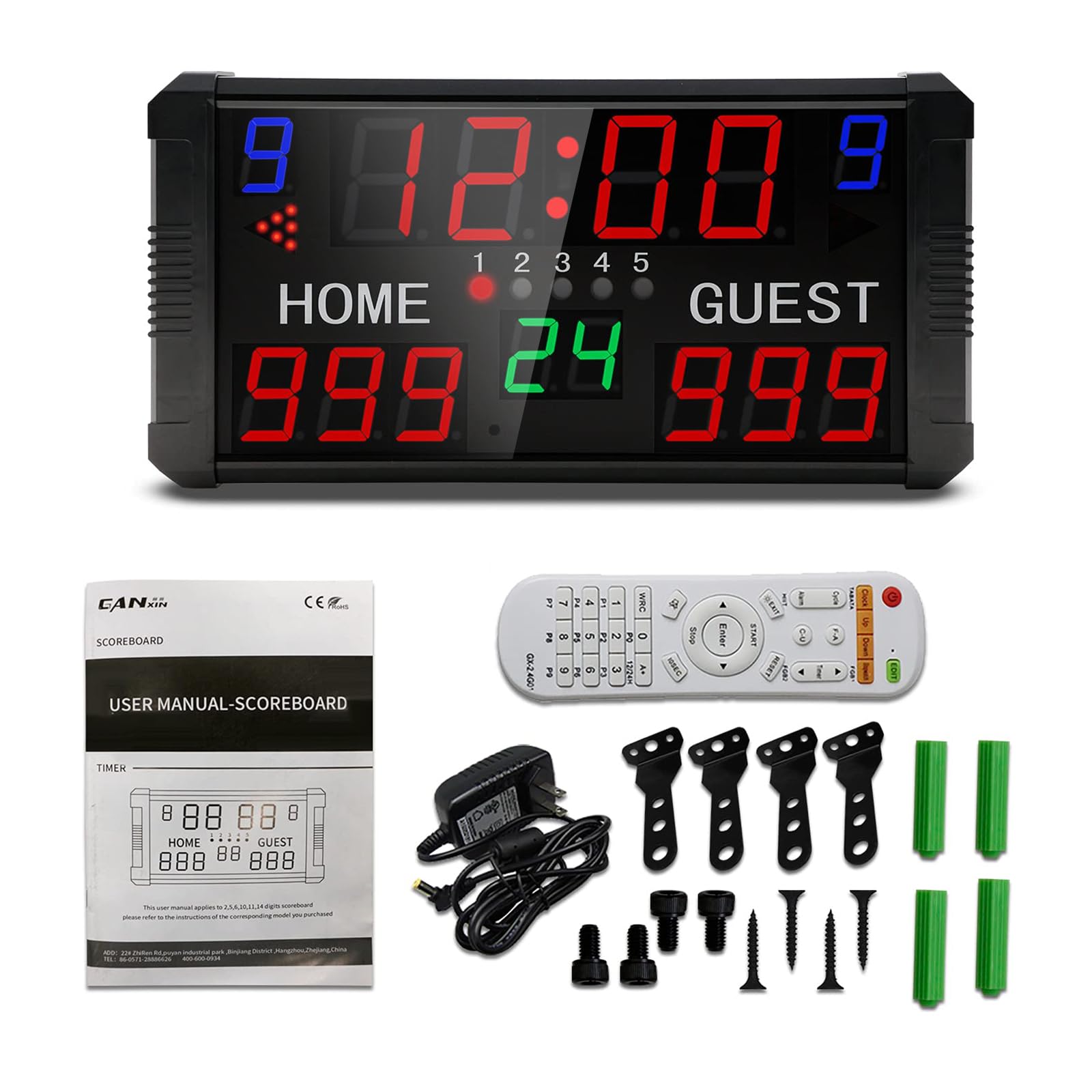 Portable Basketball Scoreboard with Shot Clock,Digital Scoreboard with Remote,Tabletop,Electronic Scoreboard with Buzzer