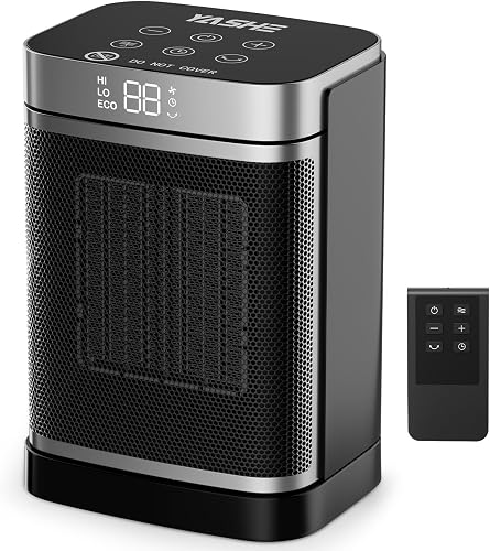 YASHE Chauffage d'appoint électrique, céramique PTC 1500W, Télécommande, Sécurit