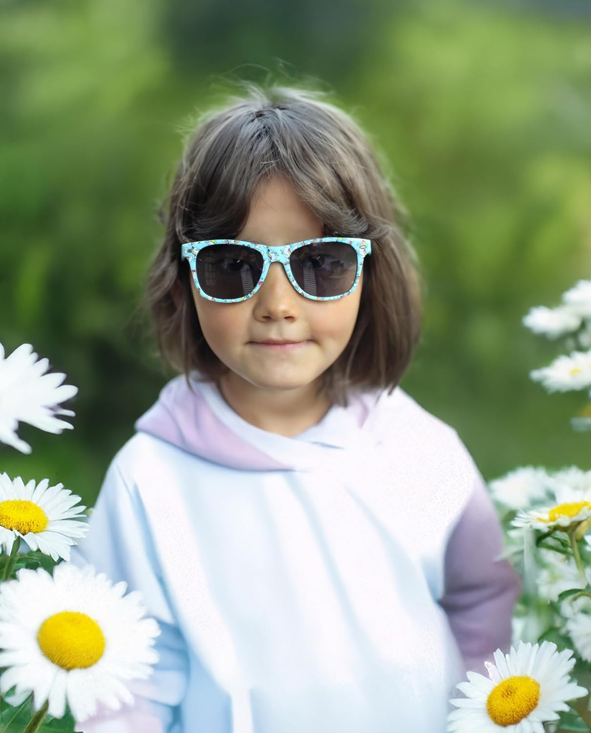 SA106 Kids Child Size Girls Unicorn Print Plastic Horn Rim Sunglasses