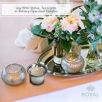 Vista 7 de Royal Imports Portavelas votivas de cristal de mercurio de ostras plateadas, centro de mesa, decoración para cena elegante, fiesta, boda