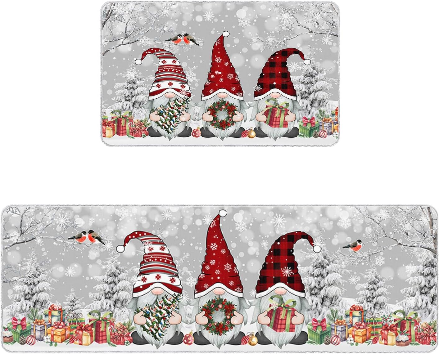 Briskdecor Kitchen Rugs Christmas Gnome Winter Xmas Tree