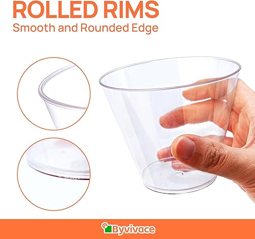 Miniatura 3 de 200 vasos de plástico duro transparente de 9 onzas, vasos desechables para fiestas, vasos de 9 onzas para sentadillas, copas de vino de plástico,