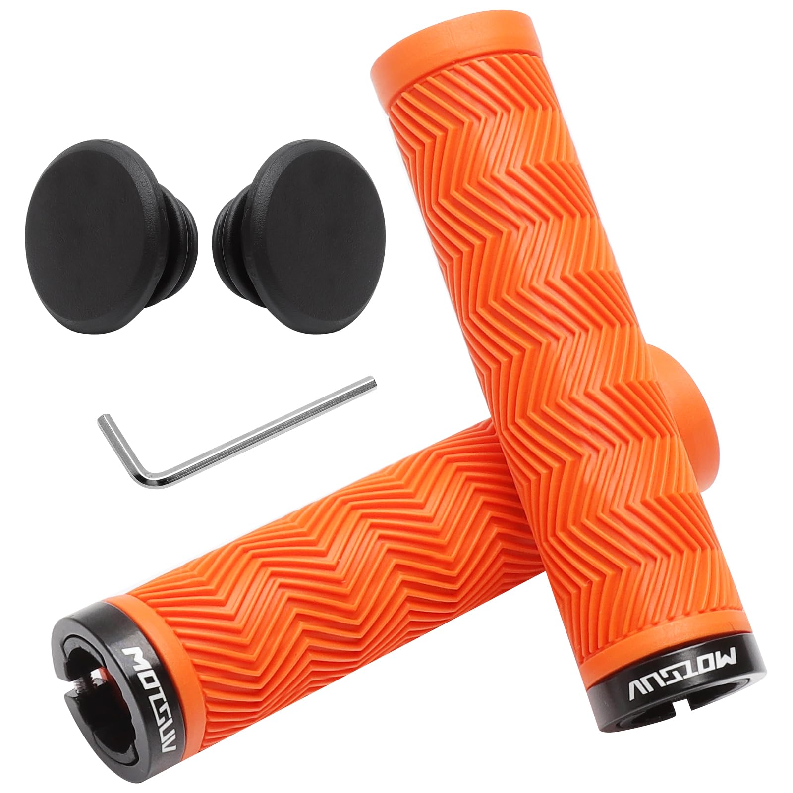 LOLANIUT 22mm Orange Mountainbike-Griffe mit Einzelklemmung,Rutschfestes und stoßfestes Grips Lenker Griff Anti-Rutsch Gummi Griffe für E-Bike, Cityrad, Trekking, Faltrad & Scooter (1 Paar) Baumarkt