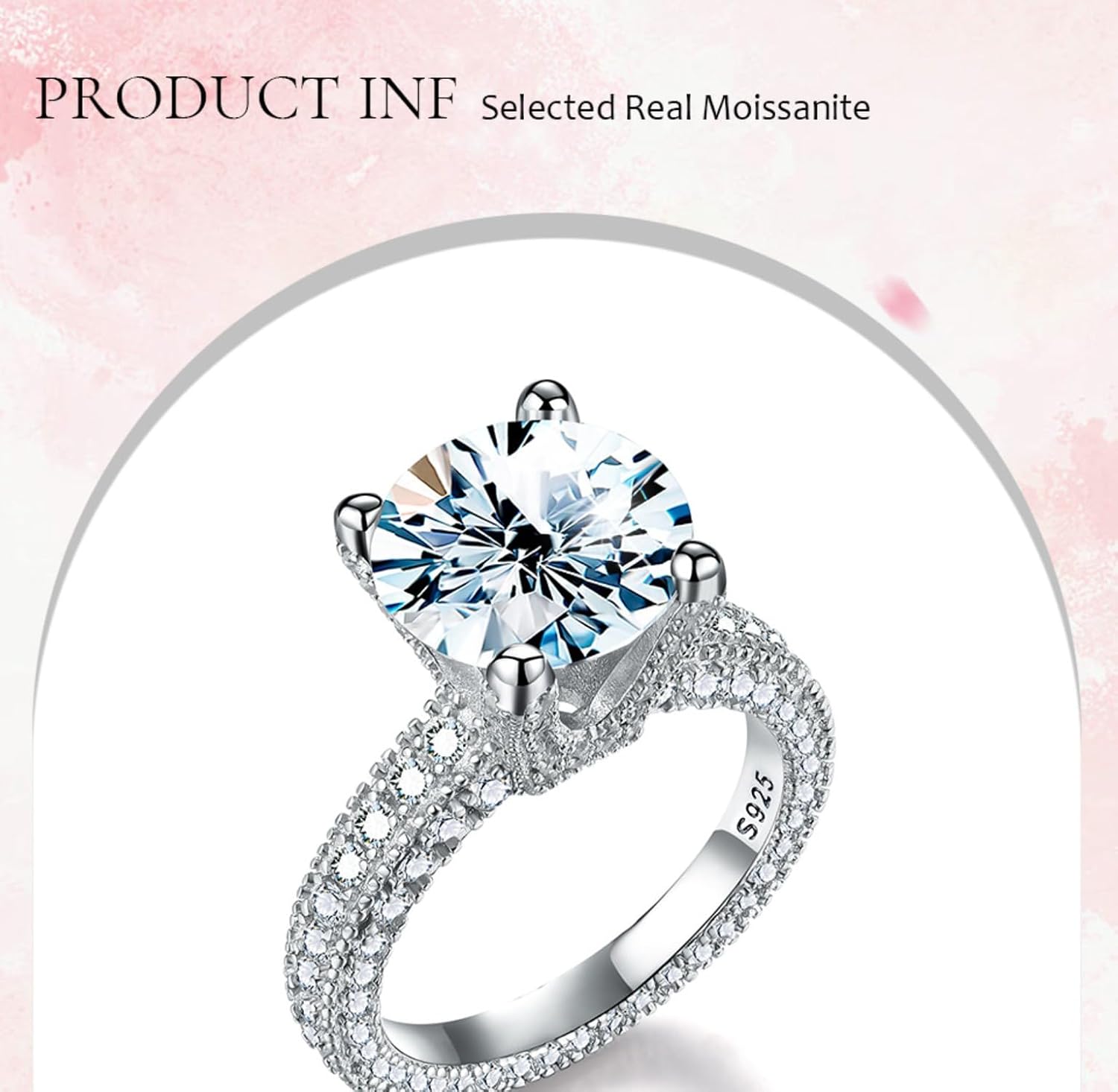 Pierścionki 5ct Moissanite dla kobiet D Color VVS1 925 Srebro próby z diamentem Pierścionek zaręczynowy 9