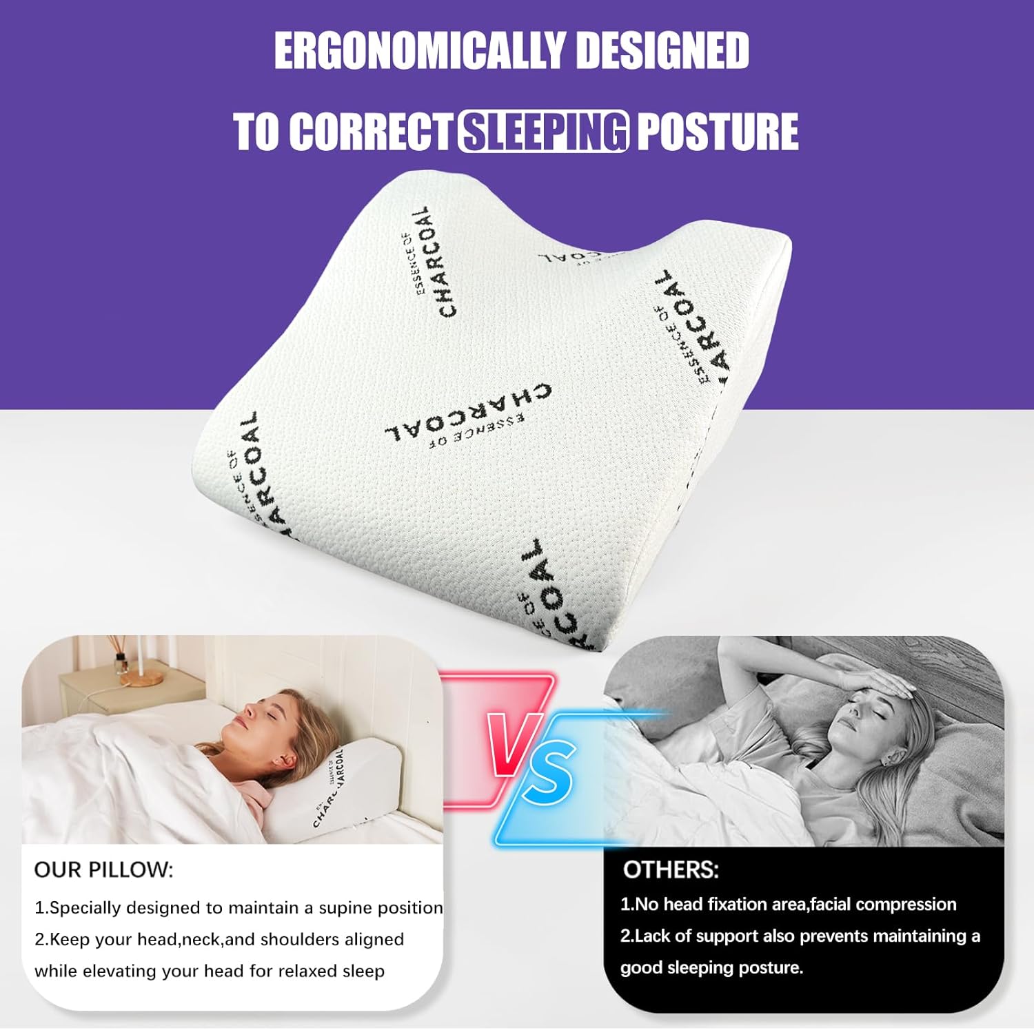 Back Sleeping Training Pillow for Post-Op Comfort Ergonomic Memory Foam Support for Facial & Neck Procedures, Elevated Sleeping Solution to Maintain Back Position (White) - Image 2