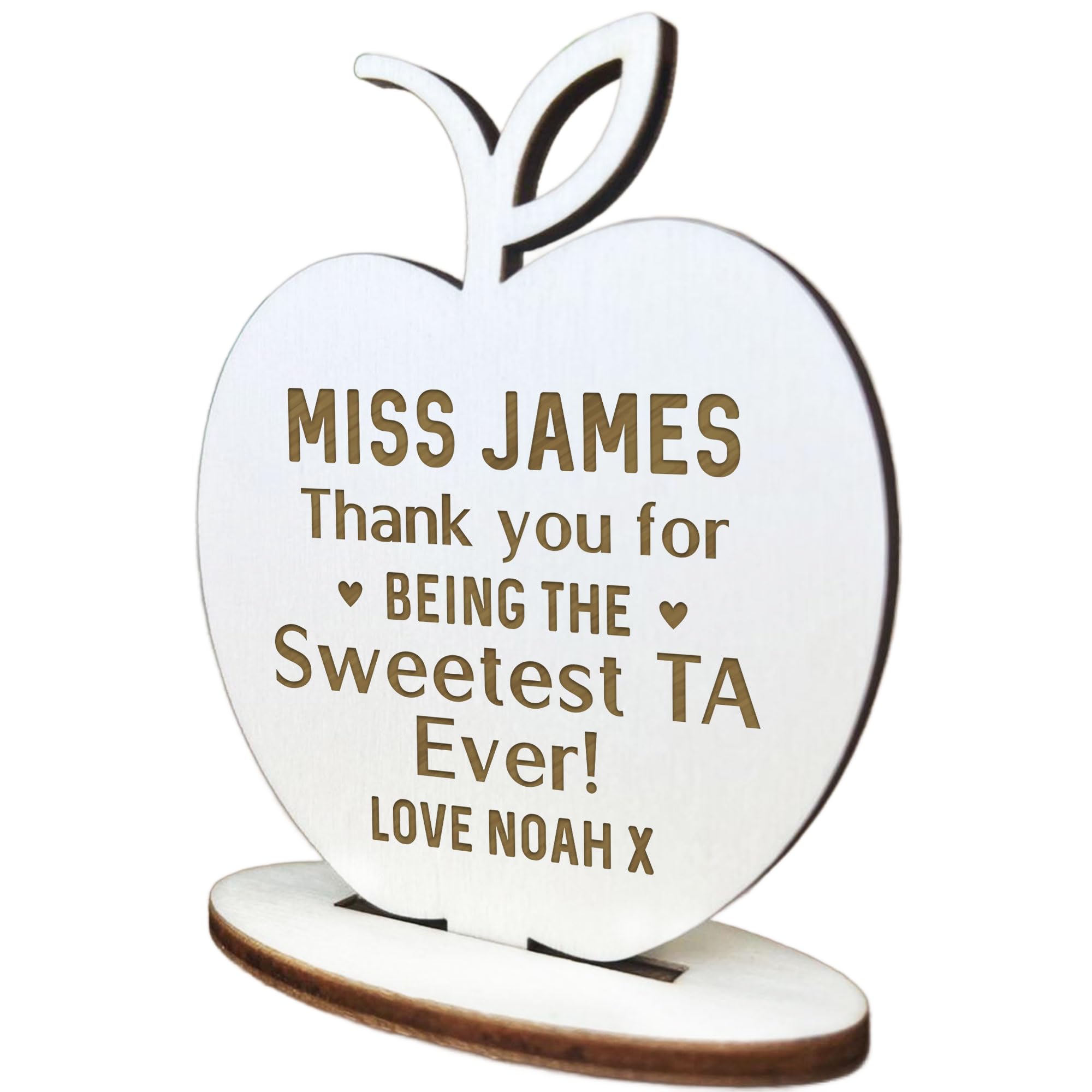 Red Ocean Personalised Wood Engraved Apple Teaching Assistant Gift School Nursery Leaving Gift