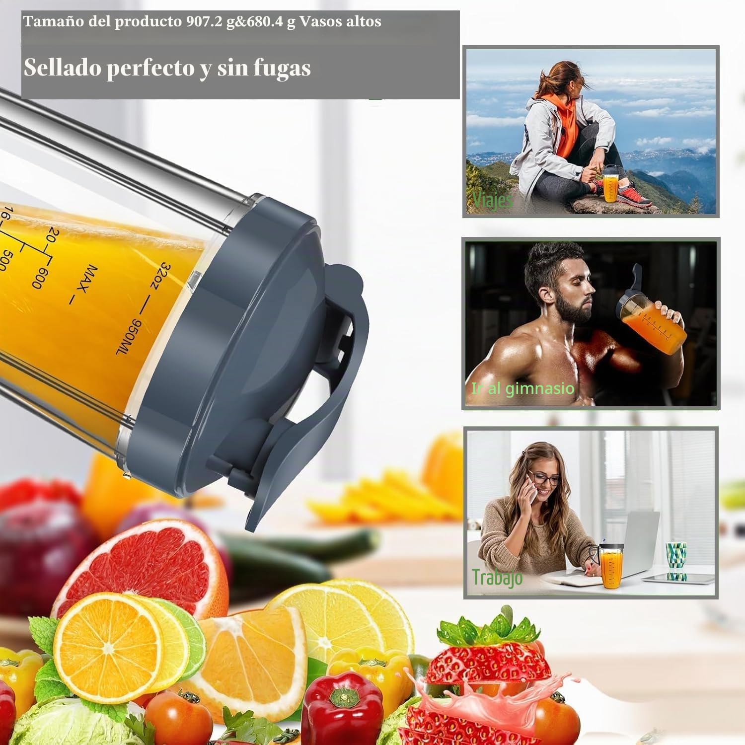Juego de 7 vasos de licuadora Nutribullet y cuchilla de repuesto de 32 onzas con 1 tapa abatible para llevar y 1 anillo de tapa y cuchilla extractora compatible con licuadora